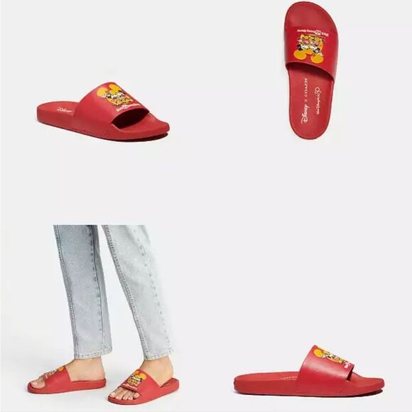 Coach X Disney Sport Slides w/Mickey Mouse & Minnie Mouse Motif - Picture 5 of 10